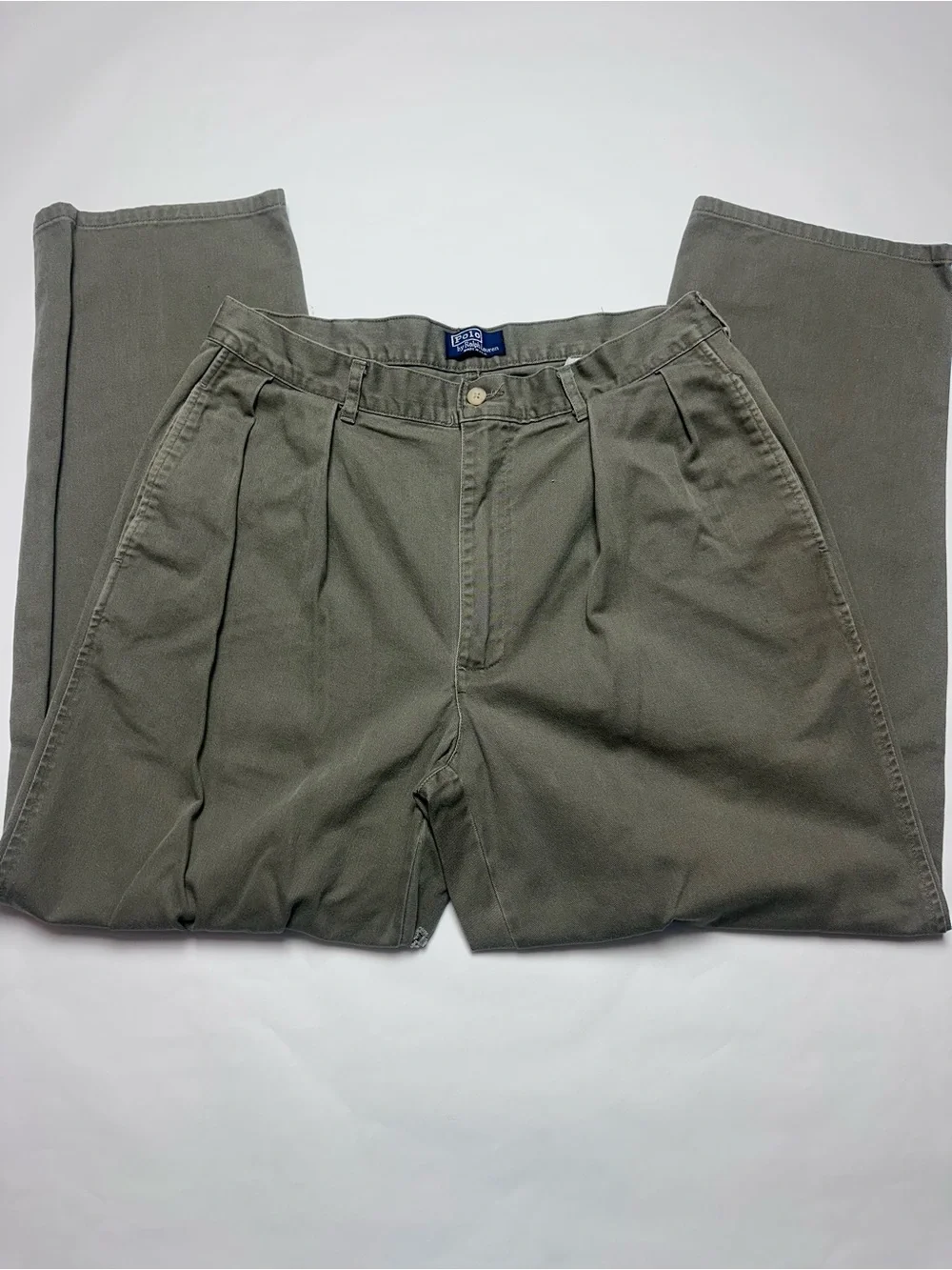Vintage 90s Polo Ralph Lauren Pleated Chinos Olive Made USA 34x30